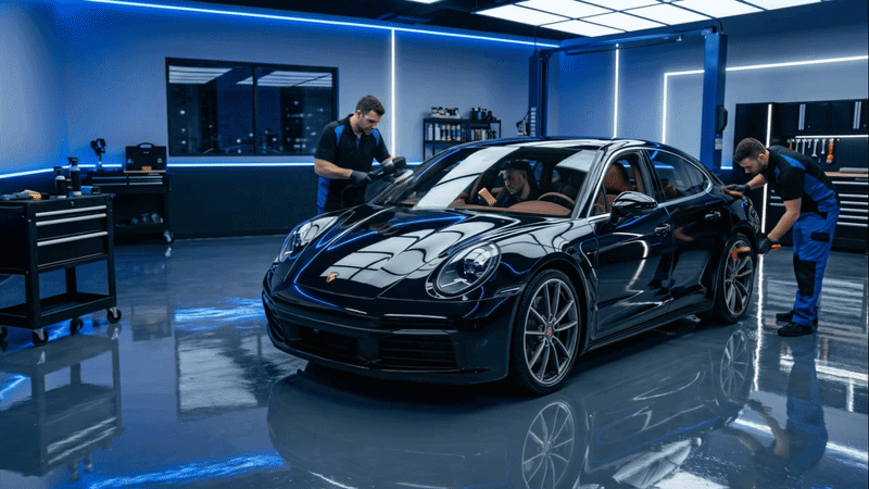 Car detailing steam vacuuming GIF background